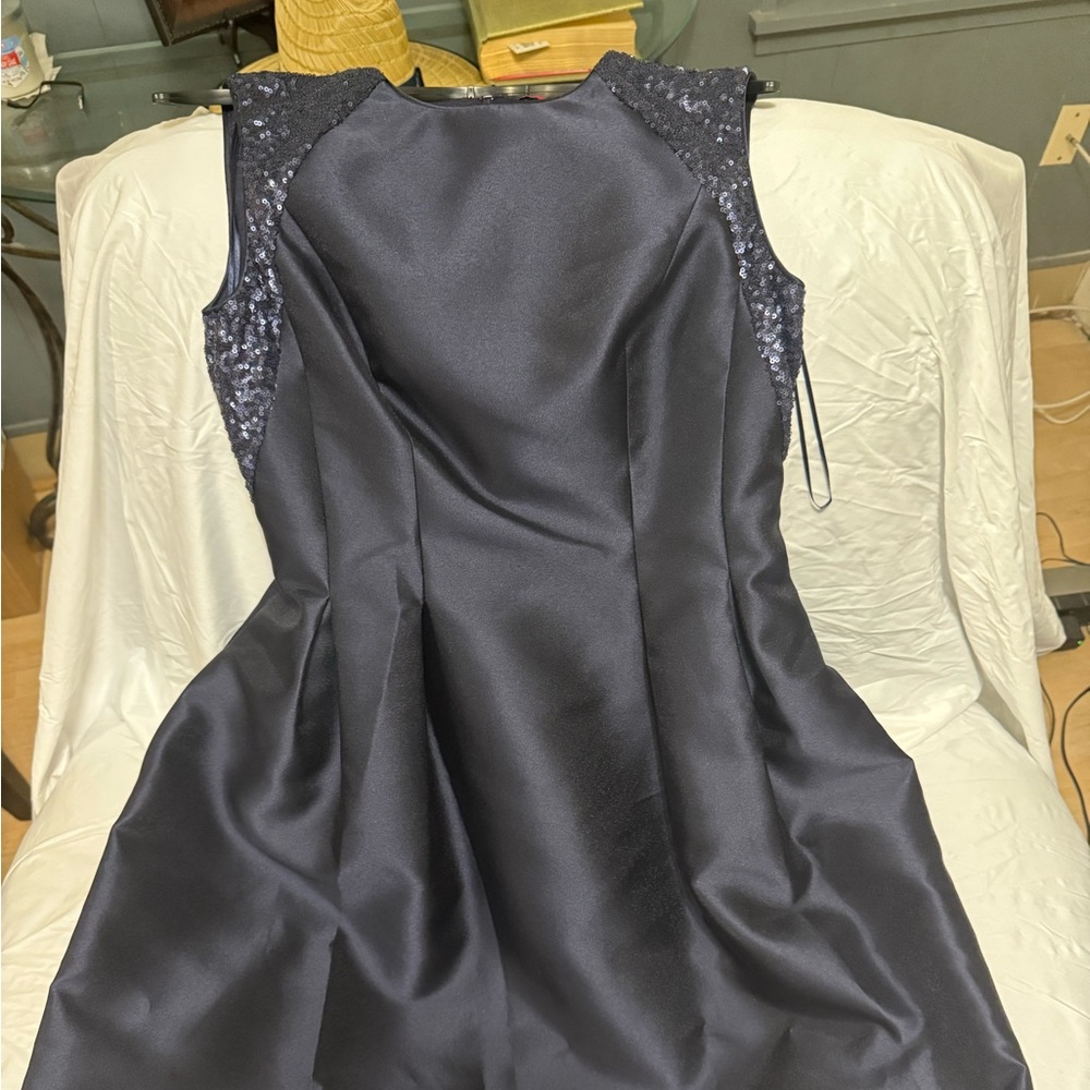 Carmen Marc Valvo Elegant Navy Sequin Dress